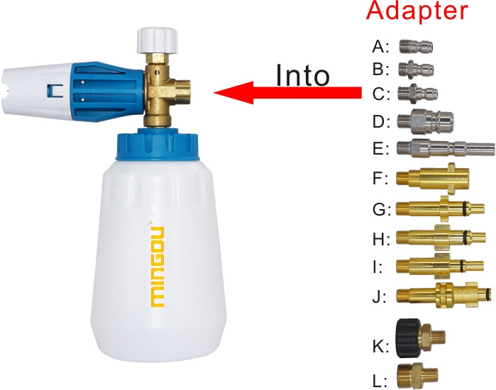 Adjustable car washing gun accessories Snow Foam Spray Lance Gun Soap Cannon with 1/4 Inch Quick Connector