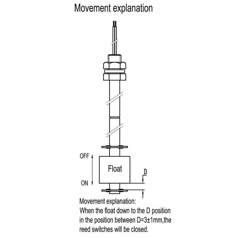 MR10110-P Plastic level switch in vertical installation for liquid level control