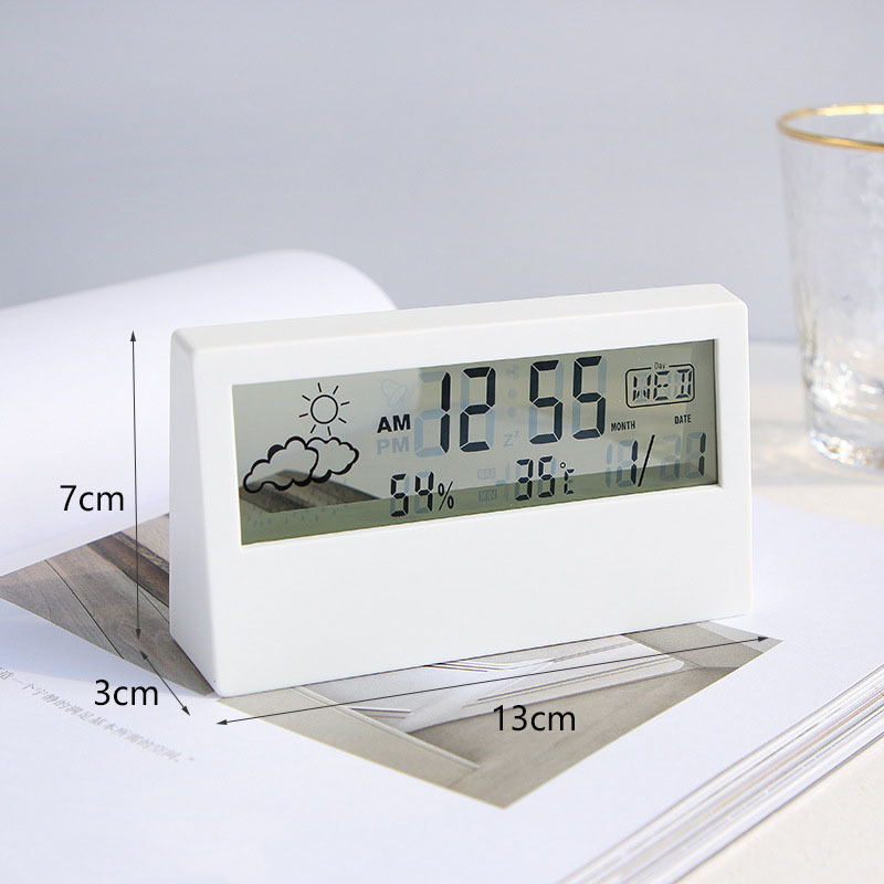 LED weather station display alarm clock promotional household Temperature Indicator with humidity transparent LCD table clock