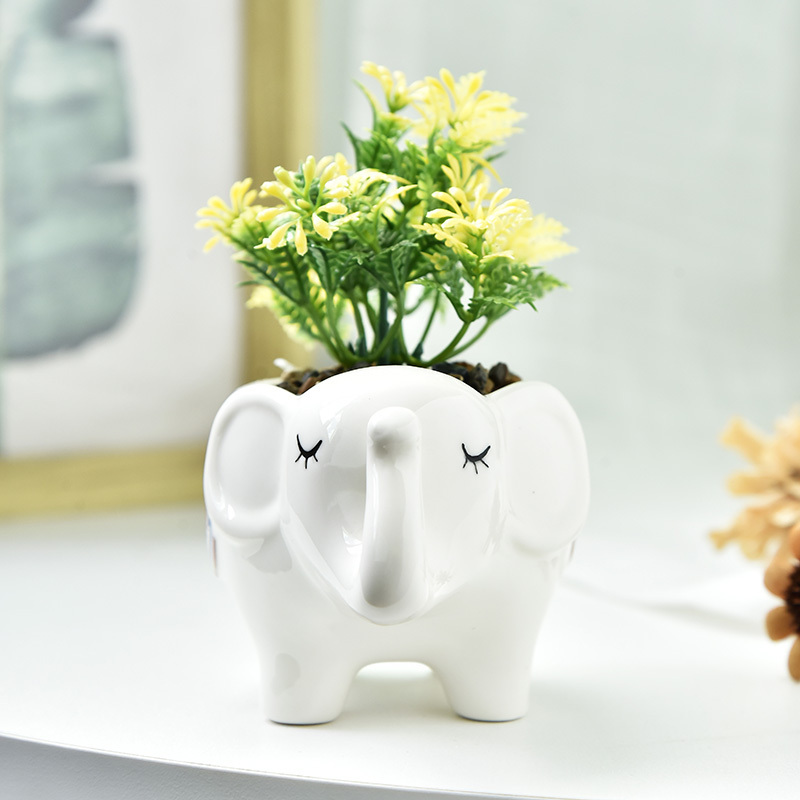 ceramic succulent flower plant pot Cute cartoon pot colorful elephant pot