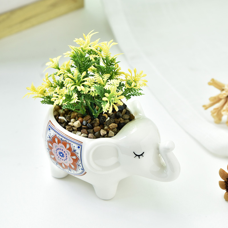 ceramic succulent flower plant pot Cute cartoon pot colorful elephant pot