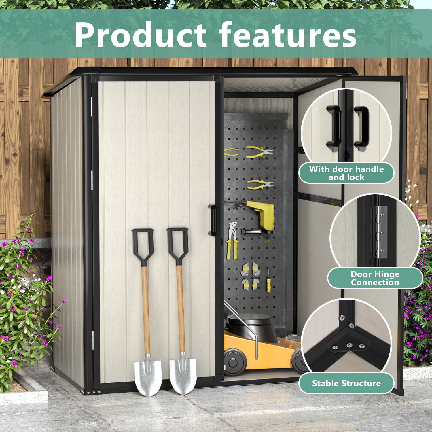 High Performance Metal Tools Storage Shed Green Waterproof Steel Wood Home Garden Shed sheds storage outdoor