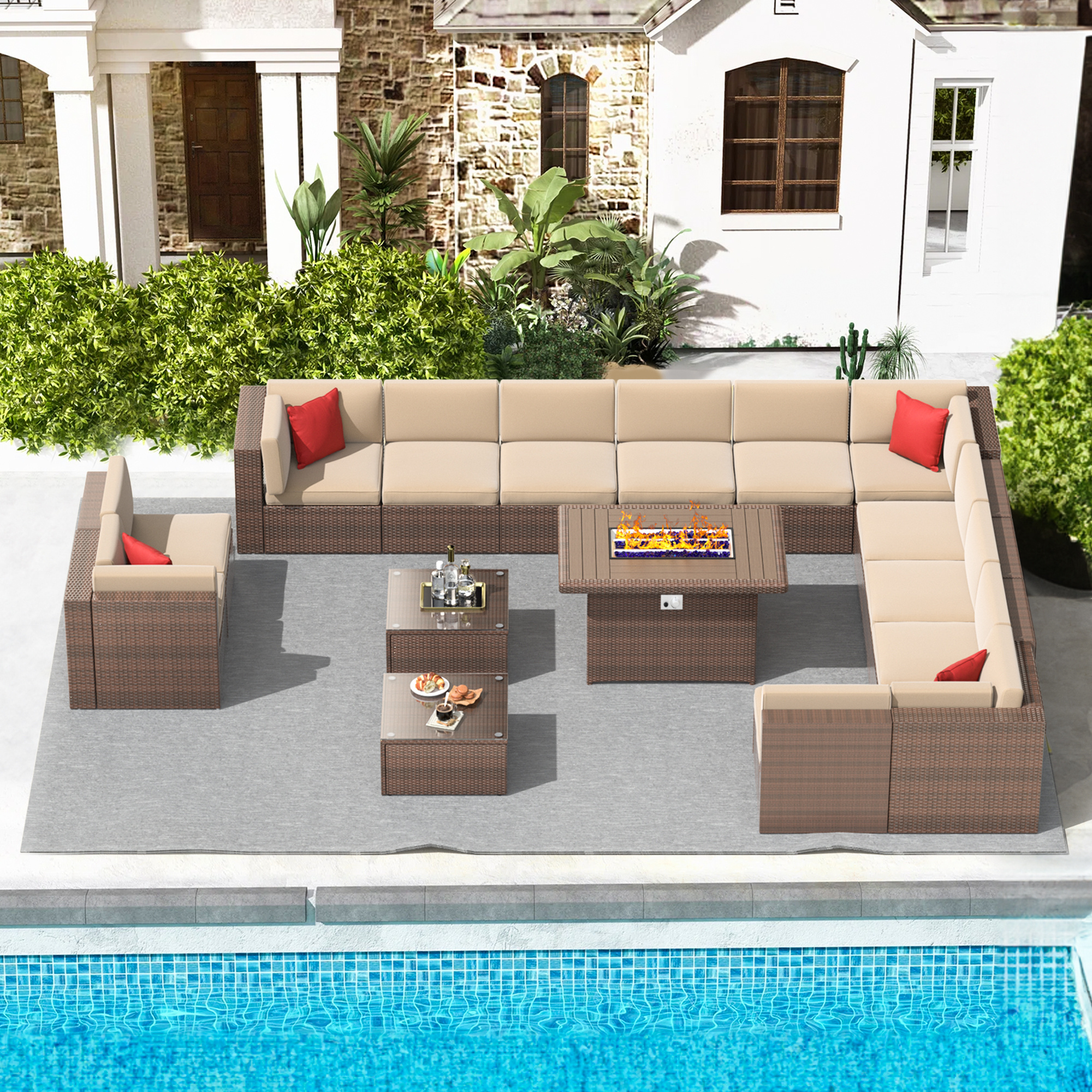 Hot selling waterproof cushion patio set backyard home and garden furniture rattan sofa set outdoor