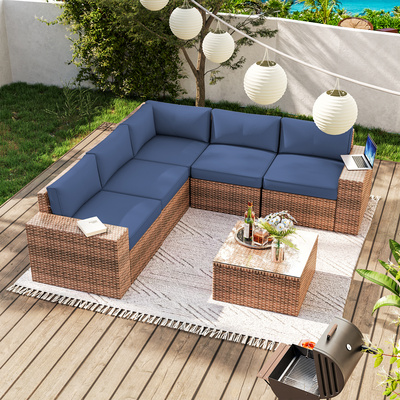 Outdoor furniture patio furniture garden set wicker rattan furniture with table and chair(Brown)