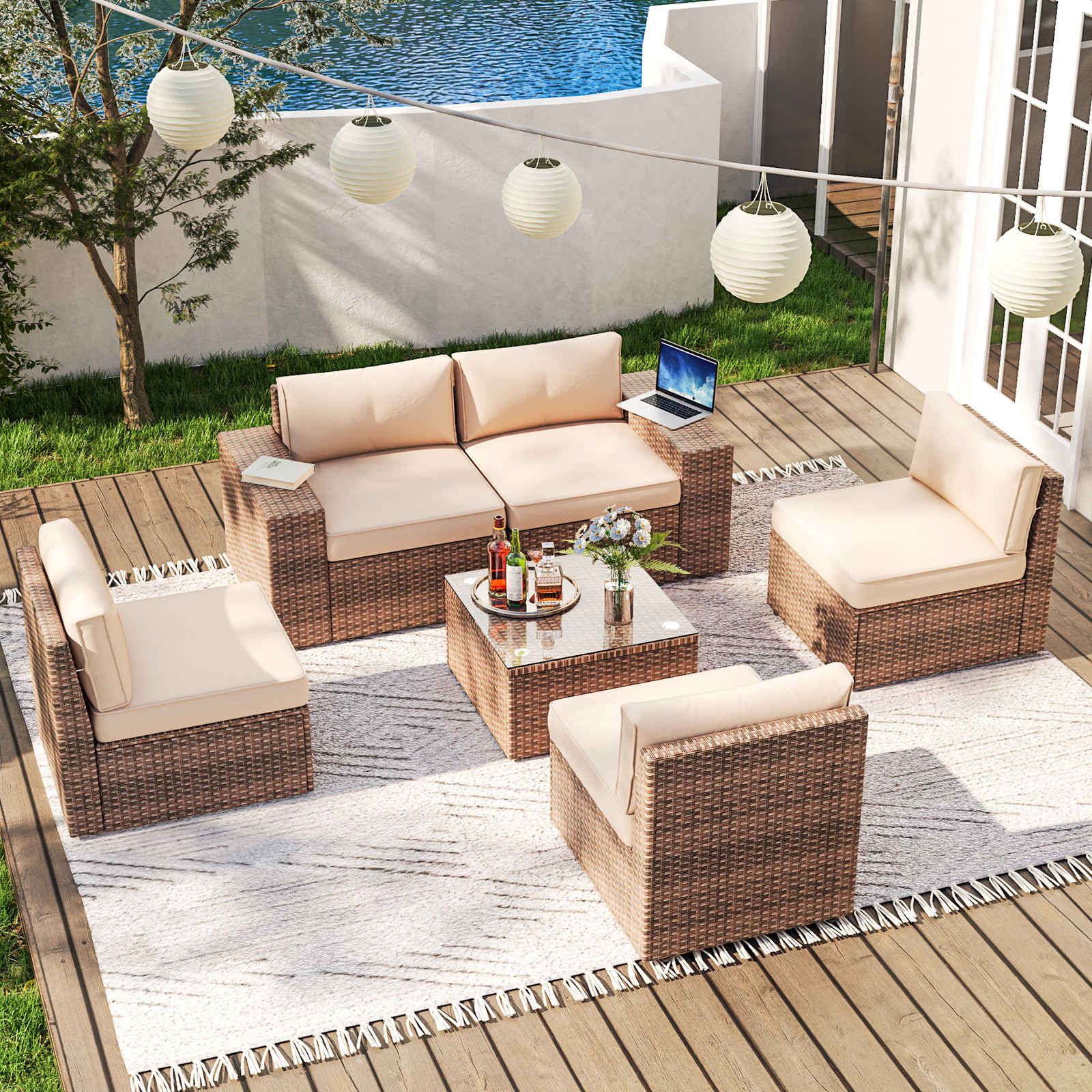 wholesale wicker outdoor sectional lounge set rattan outdoor furniture conversation leisure sofa set