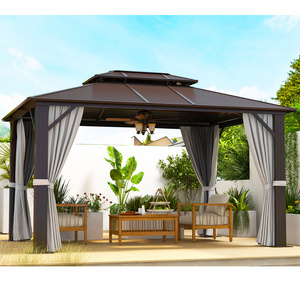 10' x 12' Hardtop Aluminum Gazebo, Double Roof Metal Gazebo, with Double Roof Easily Assembled