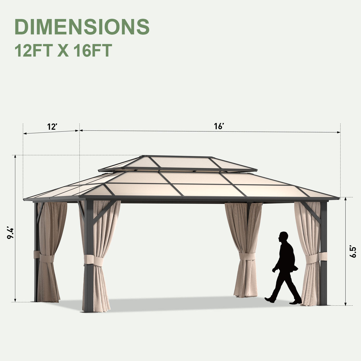 large heavy duty customized manufacturers double roof polycarbonate gazebo for restaurant swim pool beach