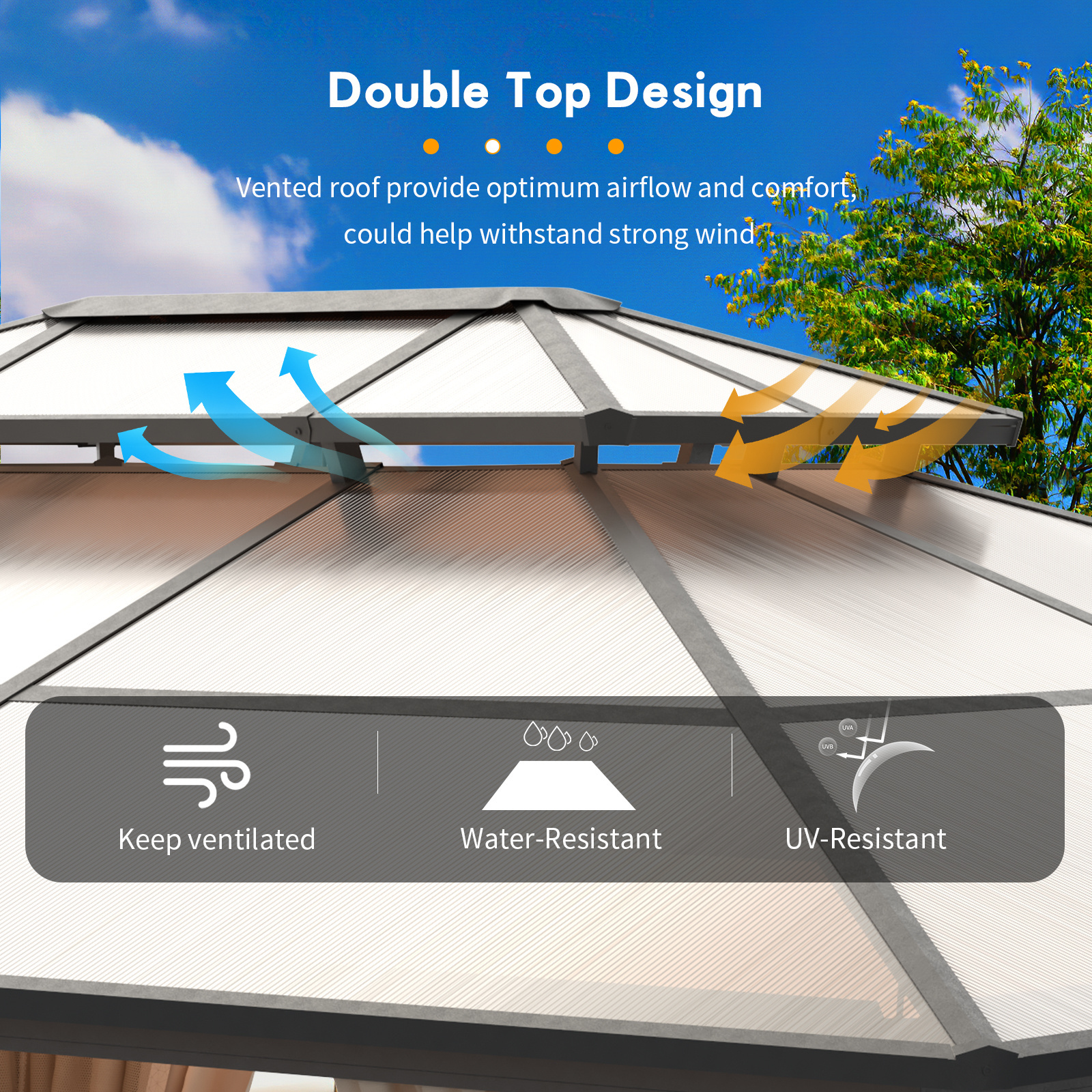 Mochen Outdoor Aluminum Polycarbonate Gazebo Roof Arch Arbour Pergola or Bridge Design