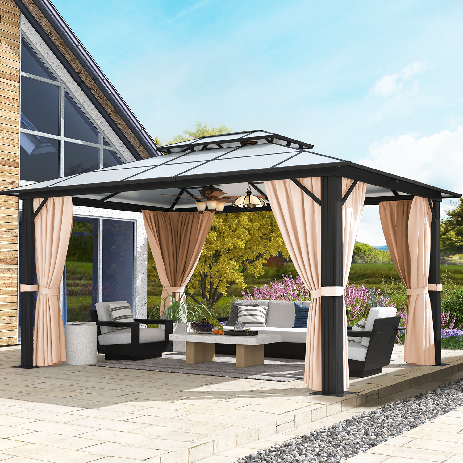 Mochen Outdoor Aluminum Polycarbonate Gazebo Roof Arch Arbour Pergola or Bridge Design