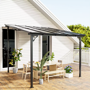 Waterproof Polycarbonate roof lean to wall outdoor wall mounted gazebo metal gazebo