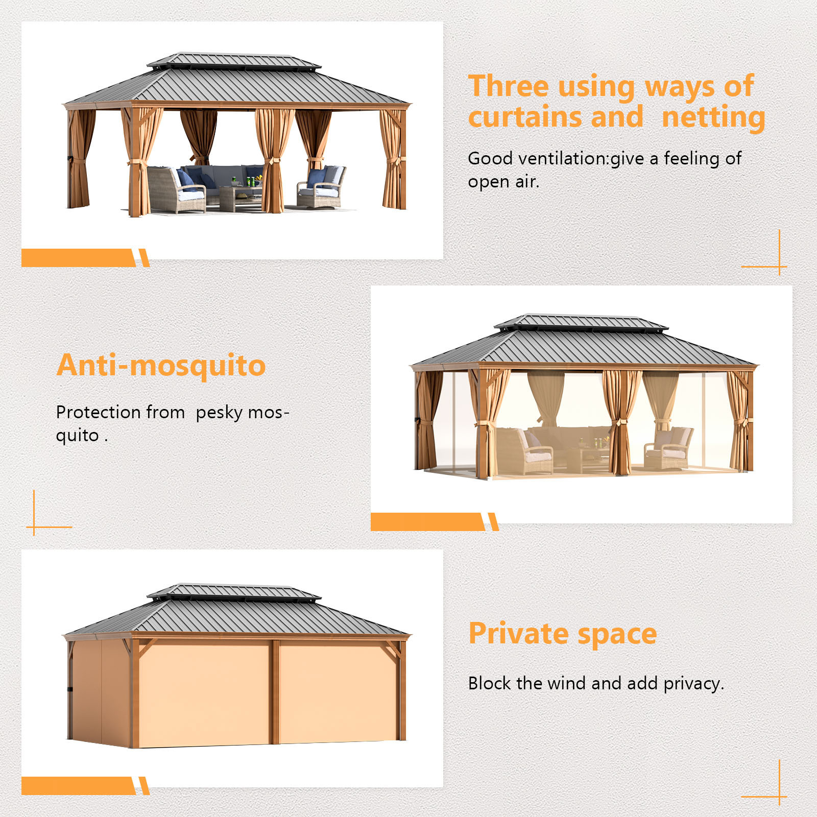 Double Roof Design 12x20'GAZEBO metal Patio Gazebo