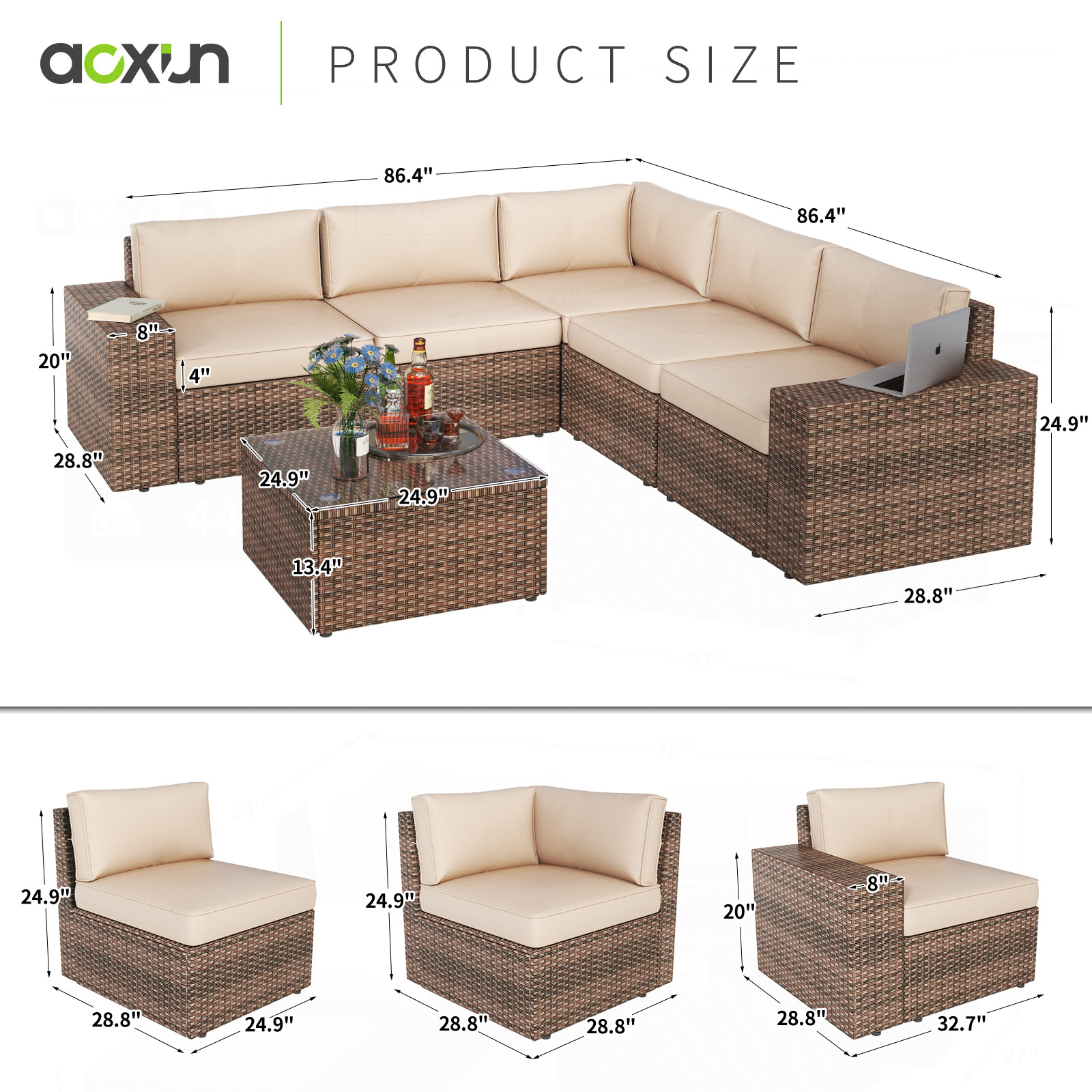 Patio Furniture Set 6PCS with 40