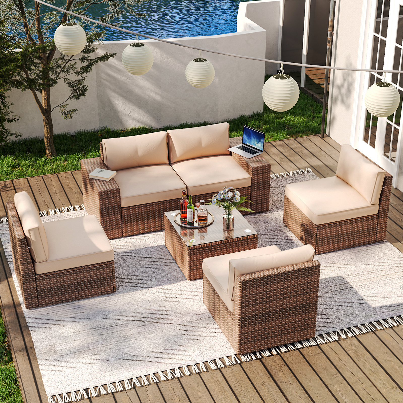 Patio Furniture Set 6PCS with 40