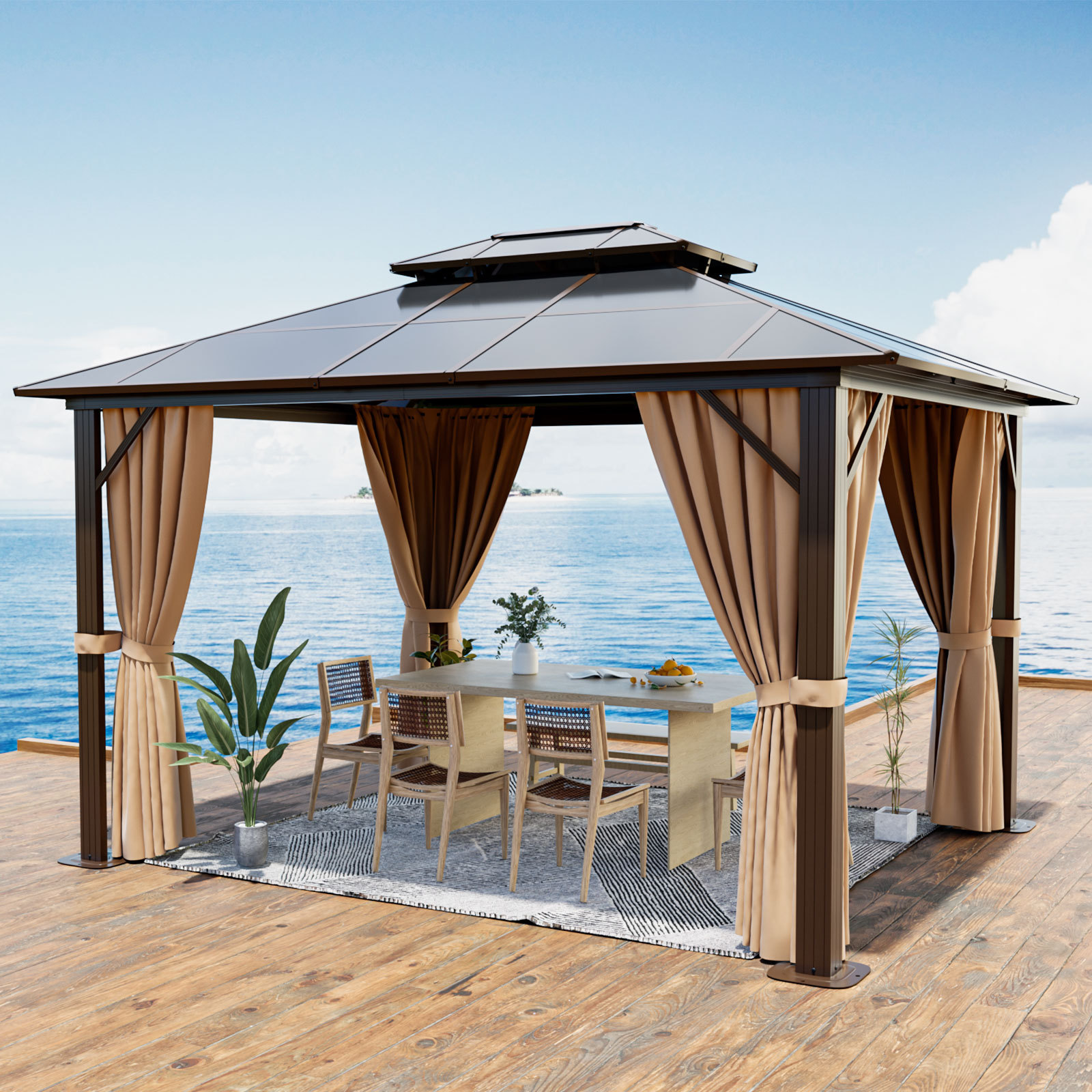 polycarbonate sheet plastic top pavilion gazebo with polycarbonate roof