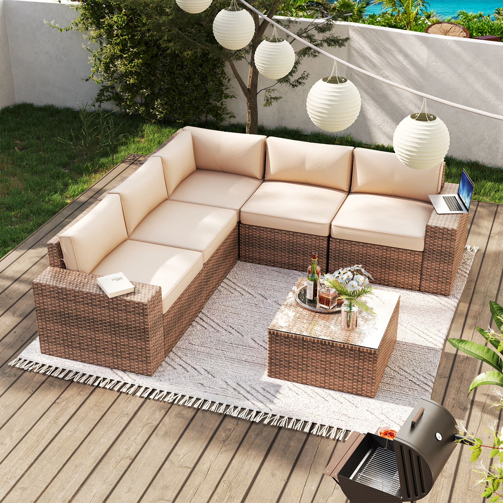 wholesale wicker outdoor sectional lounge set rattan outdoor furniture conversation leisure sofa set