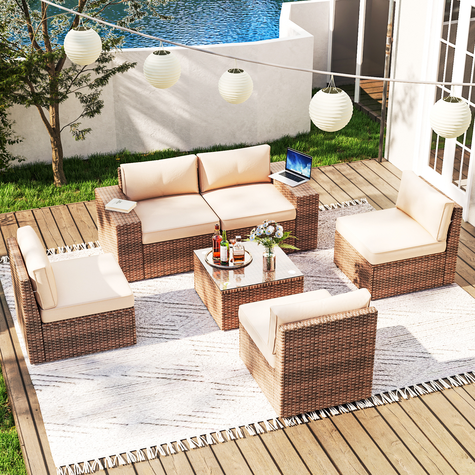 Cheap Rattan Garden Furniture Rattan Wicker Sofa Patio Furniture Flat Pack Outdoor Furniture