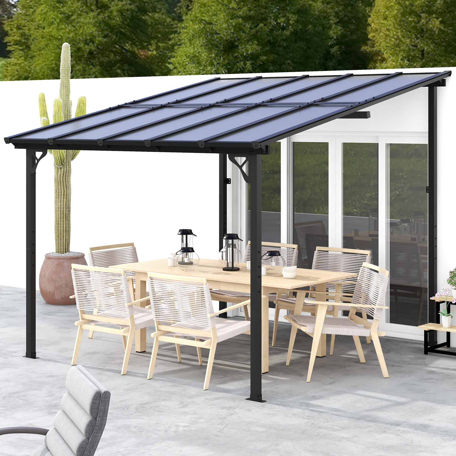 Modern Aluminum Louvre Roof Bioclimatic Pergola Motorized Waterproof Wall Mount Powder Coated Frame-Sunshade Gazebo Outdoor Use