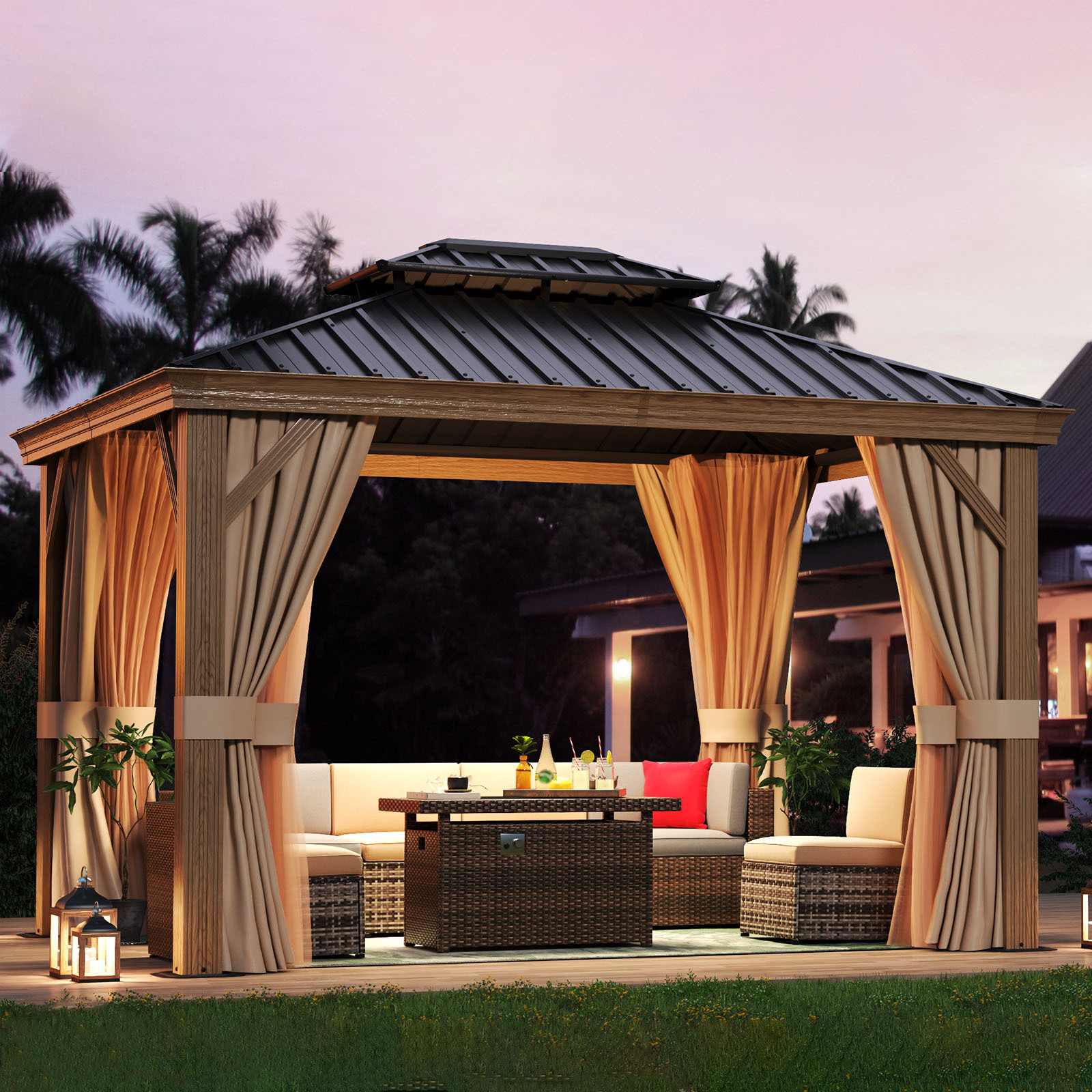 Mochen Customized Color Outdoor Aluminum Frame Hardtop Gazebo Arches Arbours Pergolas & Bridge Category