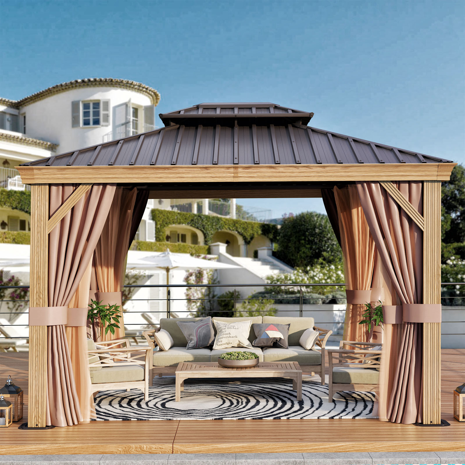 Mochen Customized Color Outdoor Aluminum Frame Hardtop Gazebo Arches Arbours Pergolas & Bridge Category