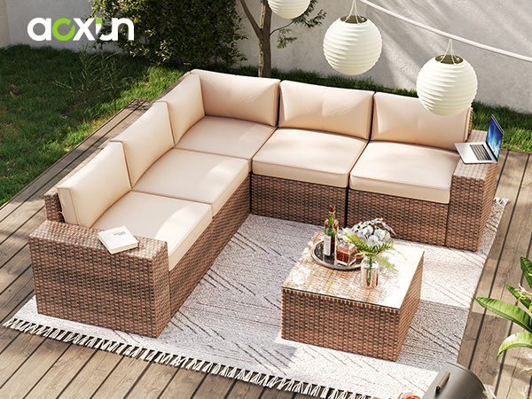 wholesale wicker outdoor sectional lounge set rattan outdoor furniture conversation leisure sofa set