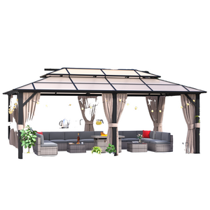 Mochen 12x20ft Waterproof Aluminium Arches Arbours Pergolas & Bridge Outdoor Polycarbonate Roof Dome Gazebo