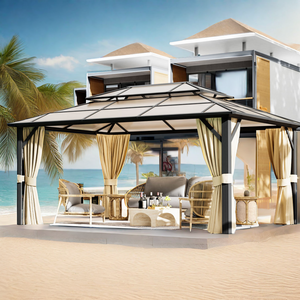 Big Gazebo Plegables Outdoor Polycarbonate Double Roof Gazebo Frame Permanent Pavilion Tan&Gazebo&Pergola