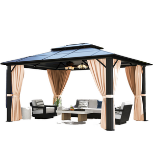 12 x 13 Modern Gazebo Hard Top Canopy & Pergola Powder Coated Frame