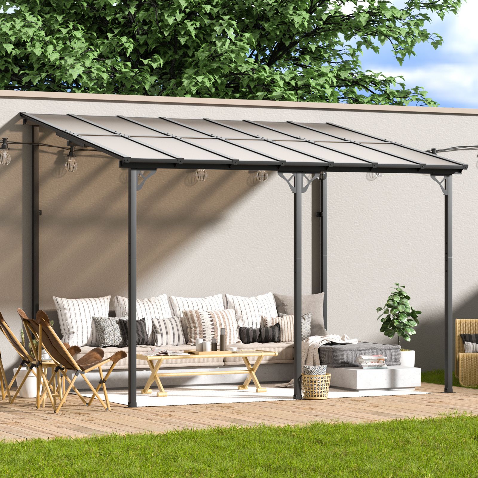 Mochen Standing Aluminum Alloy Lean to Pergola Retractil Gazebo Wall Mount Back Yard Shed Retractable Arch Arbour & Bridge