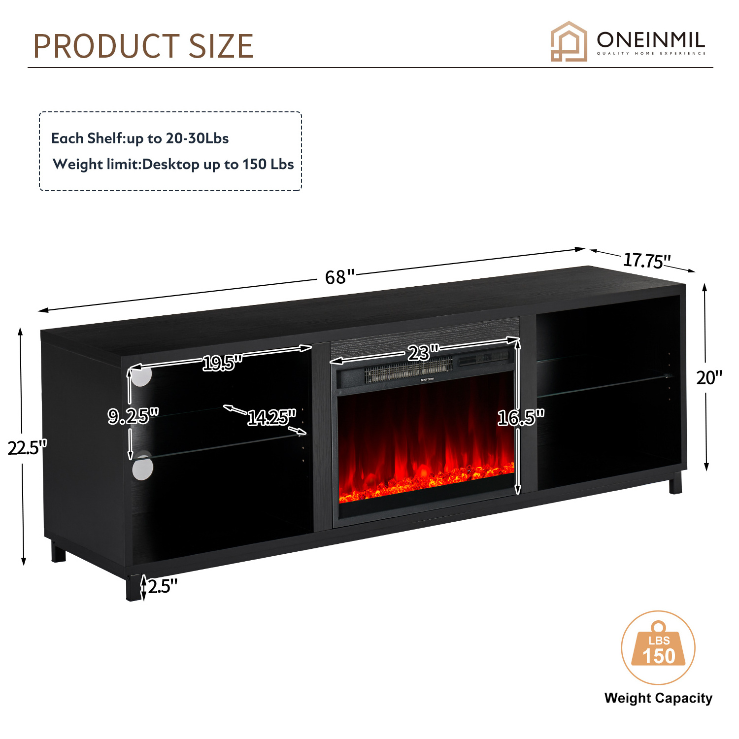 Modern Simulated Flame TV Stand with Decorative Cabinet Electric Fireplace Design And Rock Marble Top Coffee Table