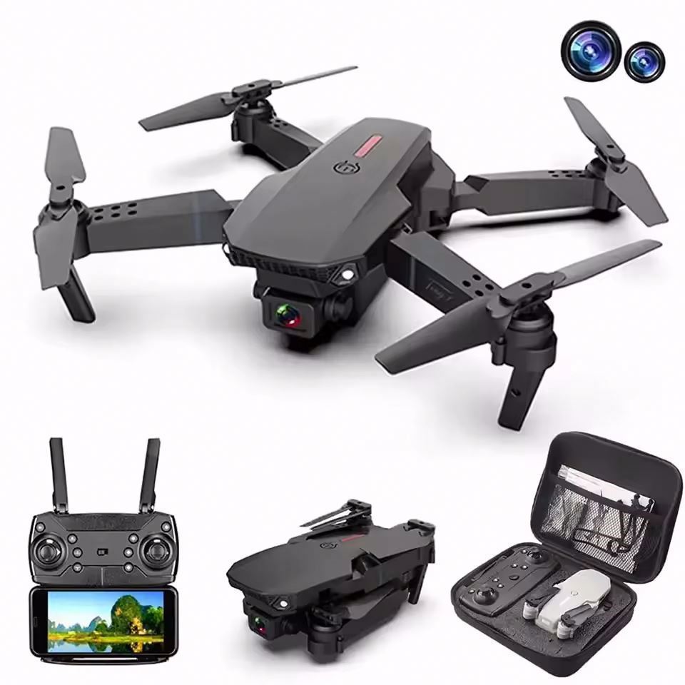 High Quality E88 Drone Dual 4K H-D Camera Mini 3.7V 1800mAh Battery Quadcopter Mobile Phone APP Control Mini RC Foldable Drone