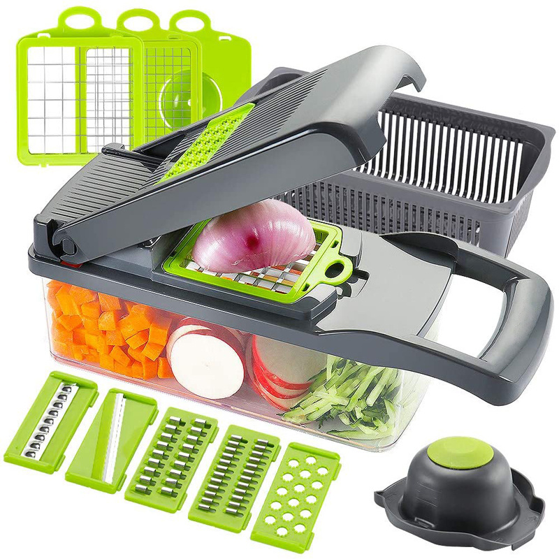 Amazon Hot Selling Vegetable Chopper Multifunctional Food Choppers Onion Chopper Vegetable Slicer Cutter Dicer with 8 Blades