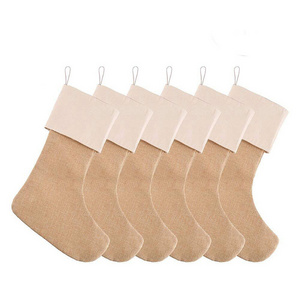 Mooyee Burlap Christmas Stockings  Large Plain DIY Xmas Holiday Fireplace Hanging Decoration Gifts for Family Kids