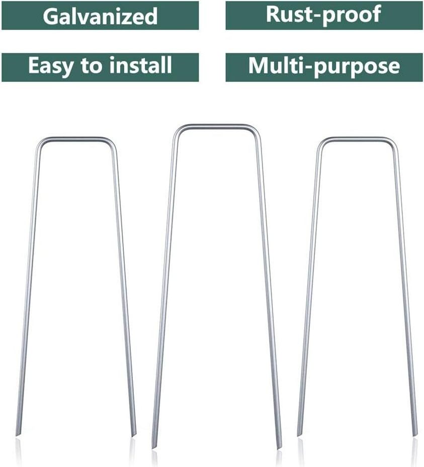 Galvanized steel garden stakes staples securing pegs for weed mat U-shaped pegs