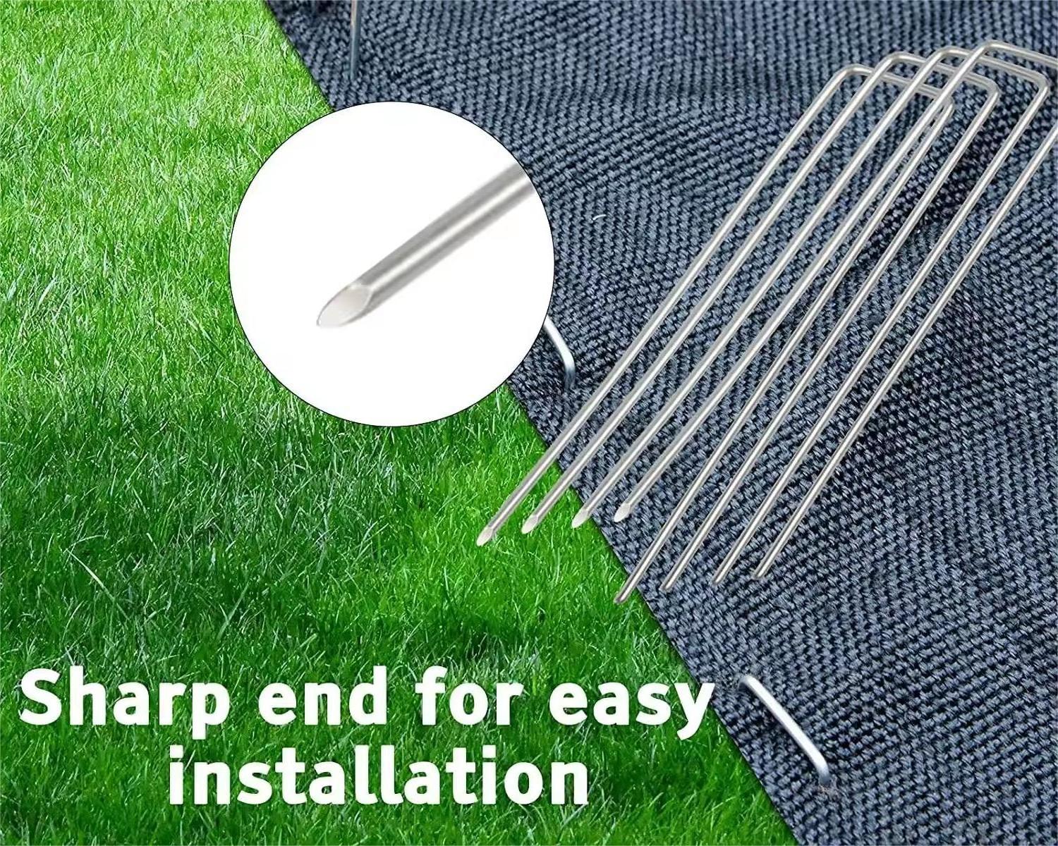 U-Type Garden Landscape Staples Galvanized Pins Lawn Stakes for Weed Barrier Ground Cover