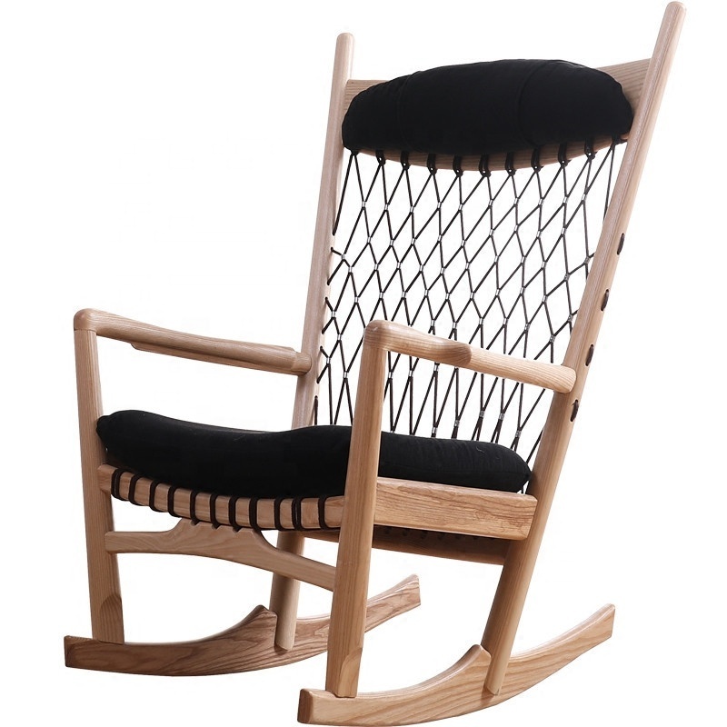 Morezhome indoor living room adult wooden leisure rocking chair with cushion