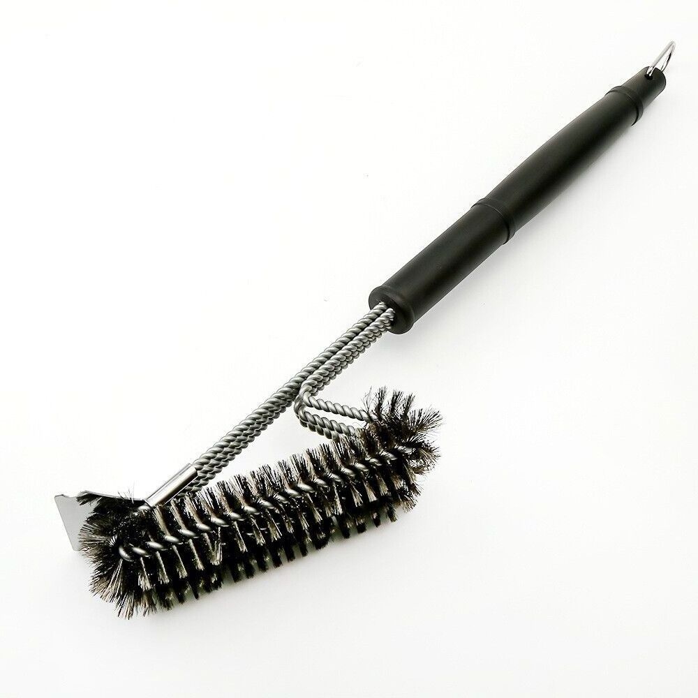 BBQ Brush Scraper Stainless Steel Oven Grill Tool Cleaning Three-Head