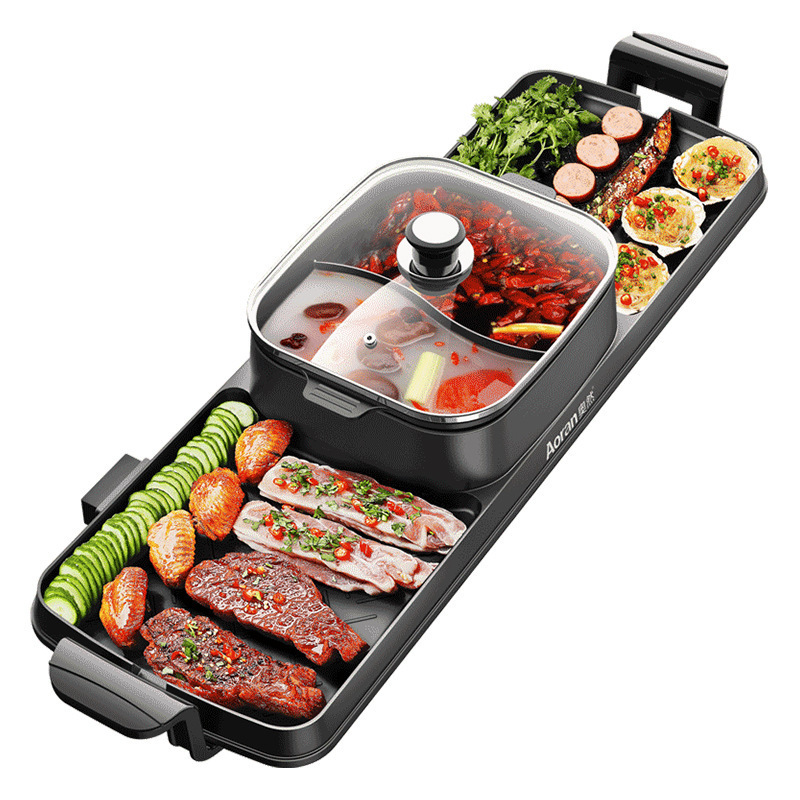 Lenovo Redmi Note 11 Pro Electricity 220 Top Table Smokeless Flat Pan Electric Bbq Grill PTFE Modern Hot Pot Double Indoor Black