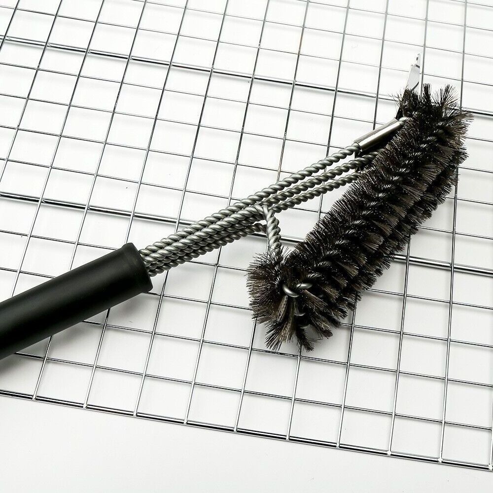 BBQ Brush Scraper Stainless Steel Oven Grill Tool Cleaning Three-Head