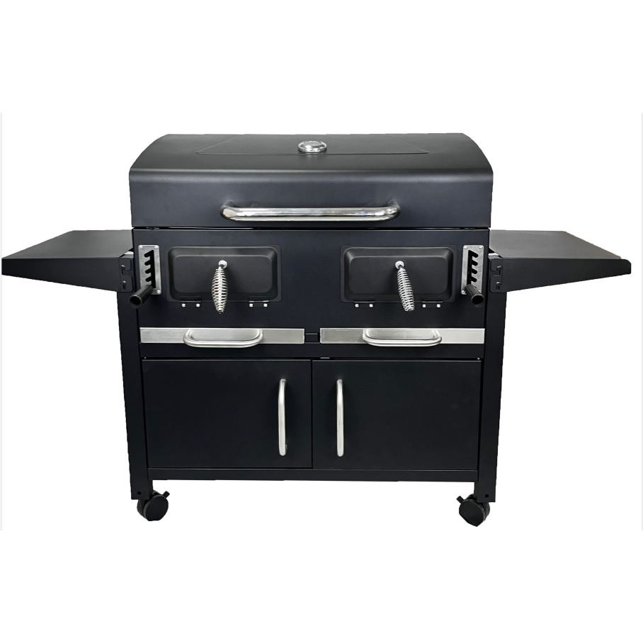 Backyard Outdoor Kitchen Barbecue Smoker Large Trolley Garden Party Black Flambe Trolley Bbq Charcoal Grill Carbon Steel