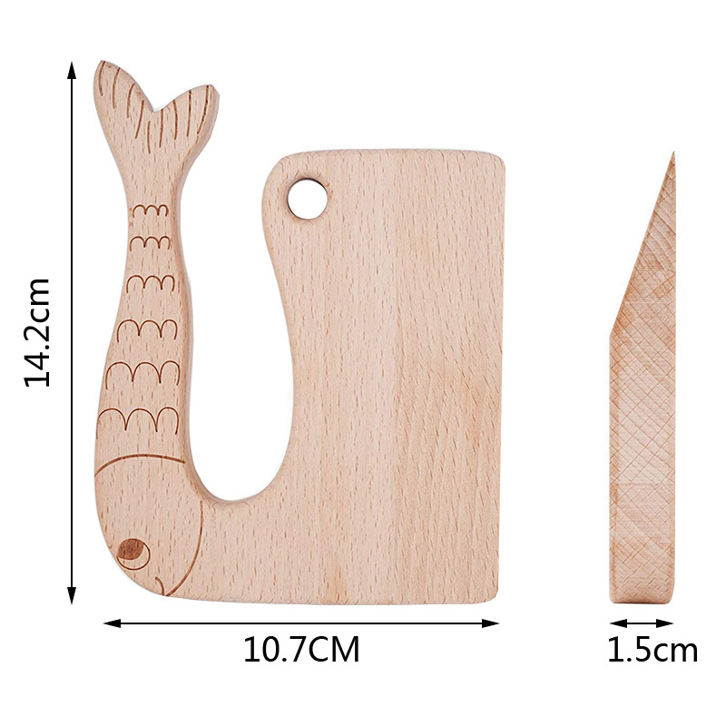 Montessori Kitchen Tools Wooden Kids Safe Cutting Knife for Cooking Cutting Fruit and Vegetable