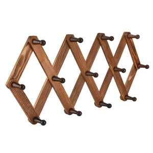 Vintage Wood Expandable Peg Rack Coat Rack Hanger Multi-Purpose Accordion Wall Hangers Wood Hook