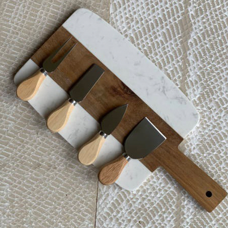 Restaurant Luxury Cheese Tool Butter Cutter 4 Pieces Wood Handle Stainless Steel Cheese Knife Set