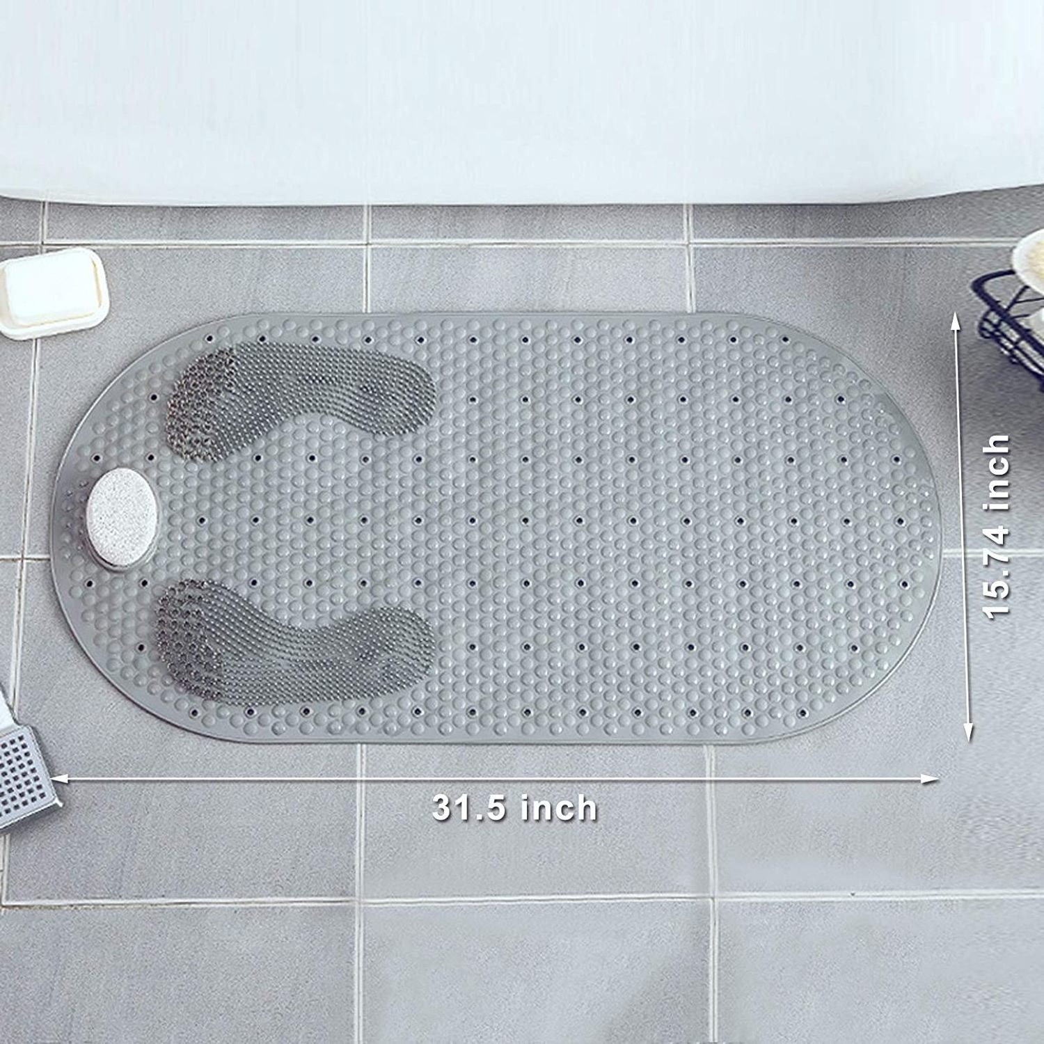 Foot Scrubber Shower Mat with Pumice Feet Scrub Stone Non Slip Bath Mat with A Pumice Stone for Feet Massage