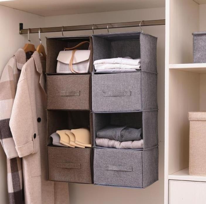 MTS Hanging Closet Organizer with Drawers Space Saver Hanging Storage Drawer