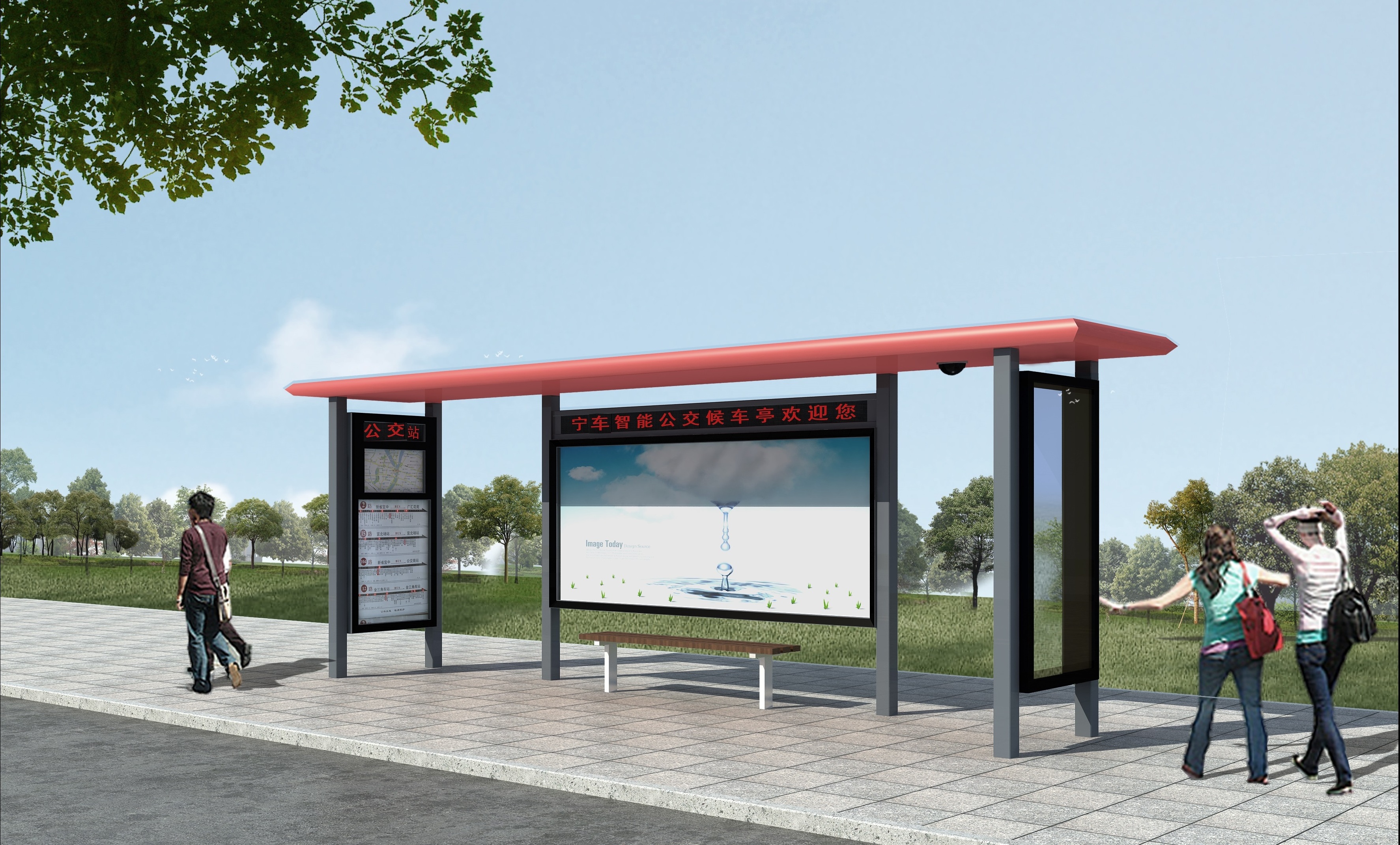 Bus Stop with Bench Advertising bus shelter with shop rain shelter custom-made design metal bus stop shelter