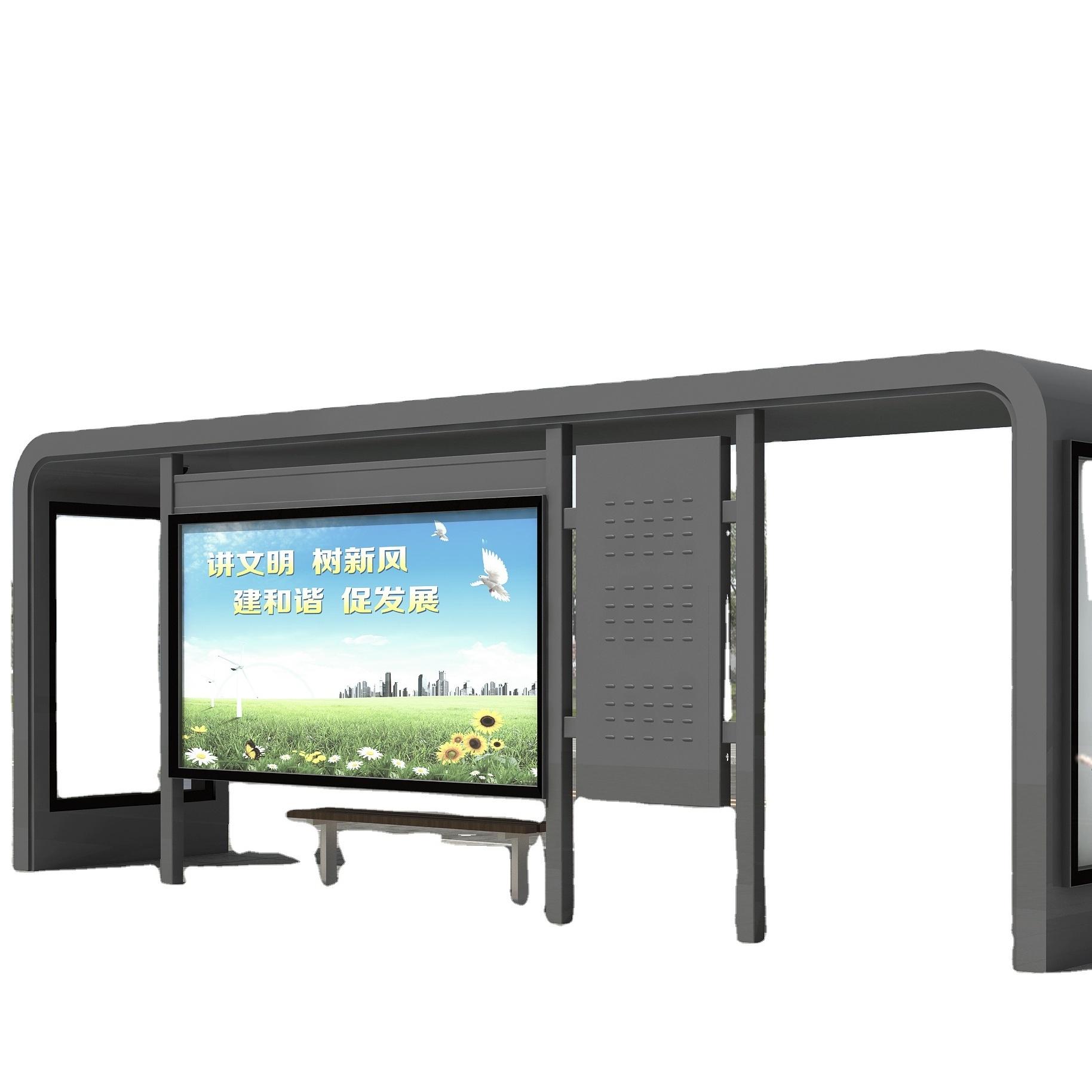 Bus Stop with Bench Advertising bus shelter with shop rain shelter custom-made design metal bus stop shelter