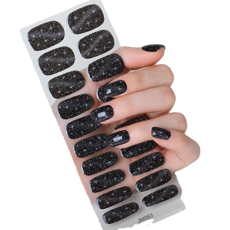 Nail gel wrap  semi cured gel nail sticker 20pc with glue and nile filer set  gel nail wraps sticker