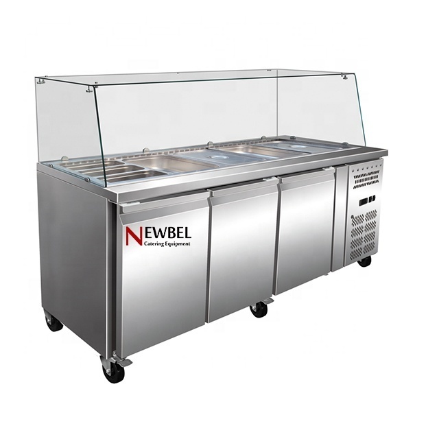 Newbel CB3100GT Salad bar pizza work table/Prep pizza counter refrigerator/Pizza refrigerated table bench