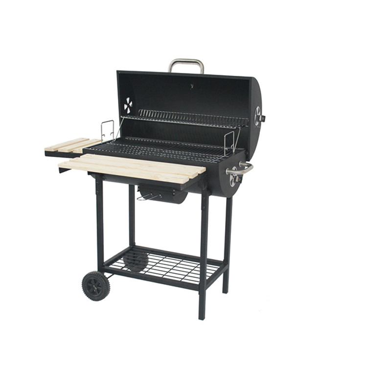 Commercial Outdoor Balcony Barrel Smokeless Charcoal Coal bbq Grill Flip Rotisserie Grill With Cover And Table