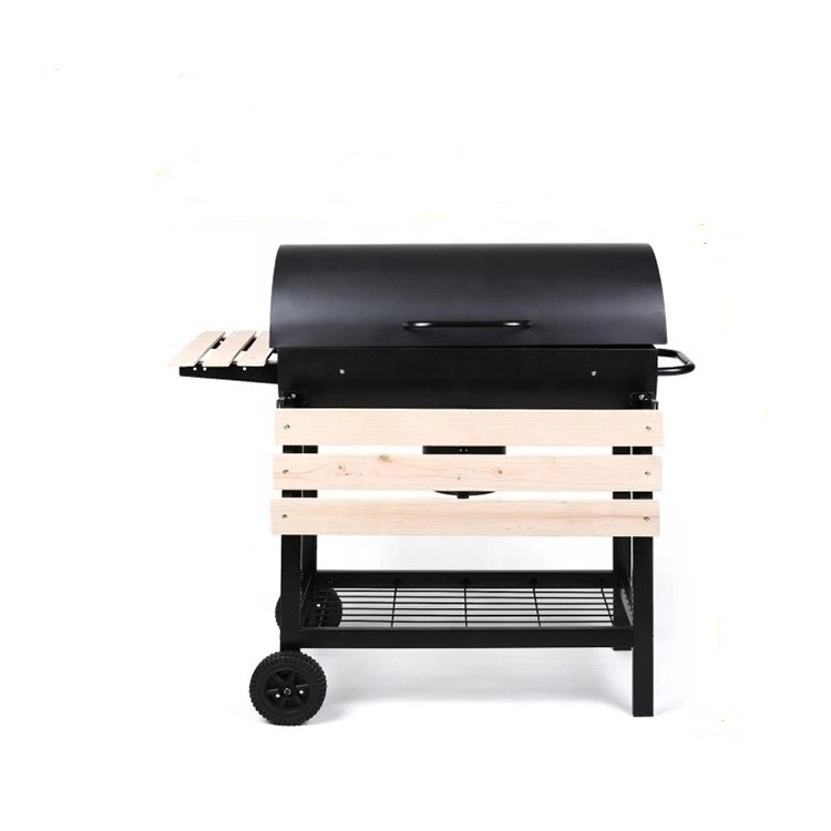 Commercial Outdoor Balcony Barrel Smokeless Charcoal Coal bbq Grill Flip Rotisserie Grill With Cover And Table